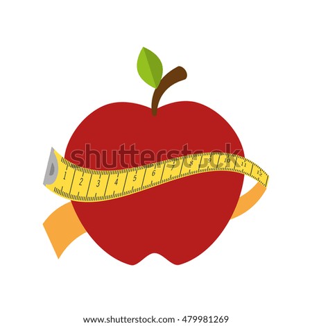 red apple with yellow measurement tape