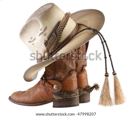 Cowboy boots, spurs & hat