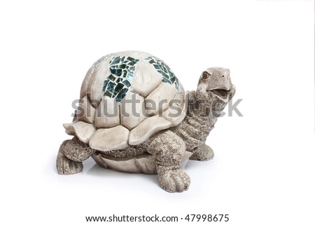Ceramic figurine of turtle on white background Royalty-Free Stock Photo #47998675