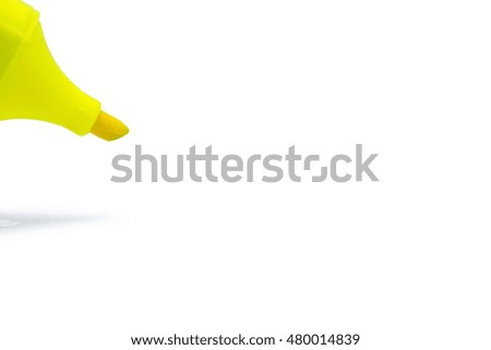 Highlighter, Yellow pen marker isolated on a white background.