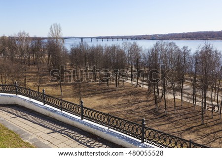 Spring landscape on the Volga river in Kostroma city