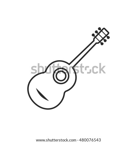 thin line classical guitar. concept of resonance, ukulele, entertainment, phonics, fest, music making. flat minimal style trend modern logotype graphic design vector illustration on white background