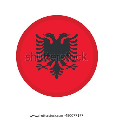 3D button Flag of Albania. Vector illustration.