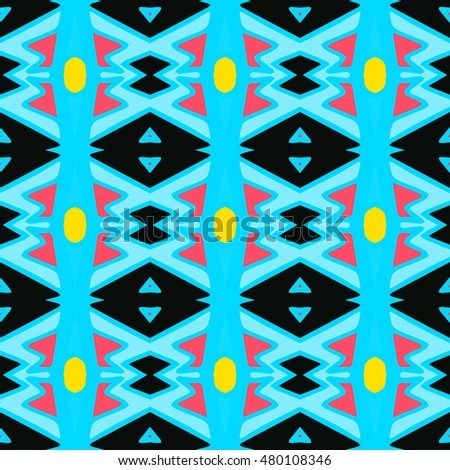Geometric seamless pattern. Repeating colorful tiles. Modern stylish texture. Arabic, aztec design in bright colors. Tribe motif.