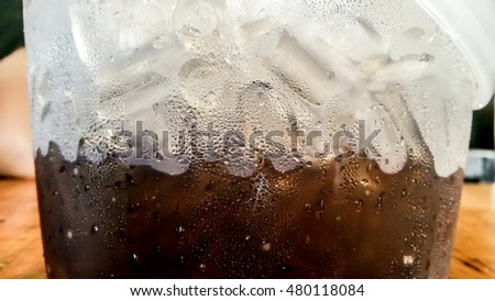 Frozen water Drops,  Ice cold water on glass, Steam ,Ice cubes