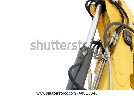 Detail of hydraulic bulldozer isolated on white background Royalty-Free Stock Photo #48013846