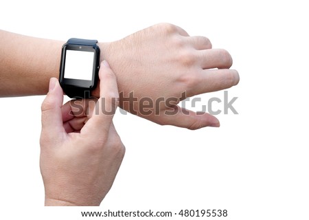 Smart watch with blank screen. Isolated on white