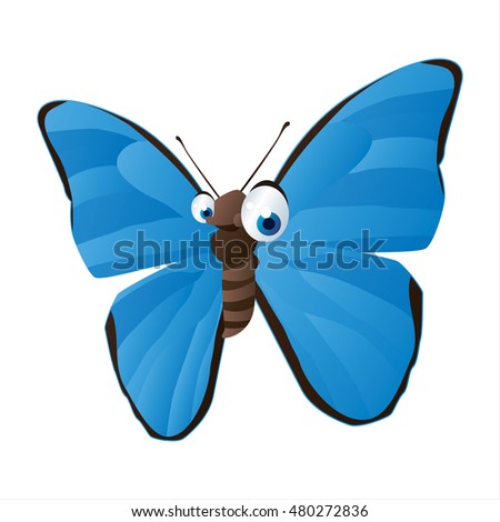 vector funny cute animal character illustration. suitable for logo, icon, book, card, invitation or sticker. Butterfly character