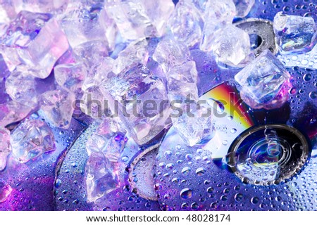 Sparkle DVD disk with blue ice. Creative abstract