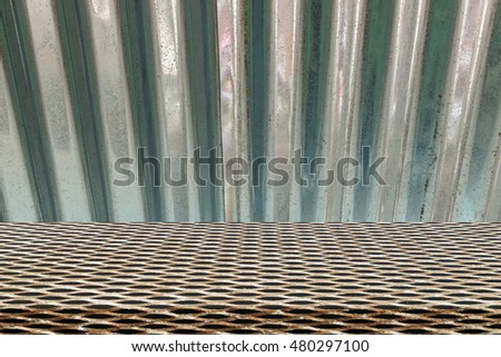 Metal grid seamless pattern on  zinc background
