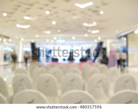 Chair and music on stage in shopping mall luxury blur background