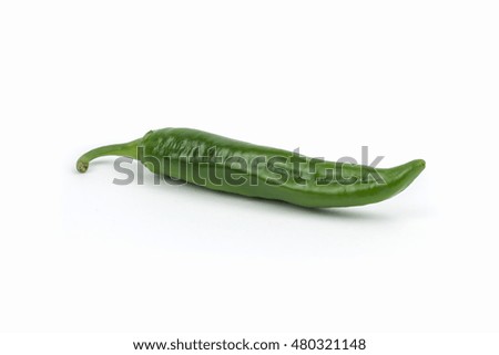 Green chili pepper/s isolated on white background. Clipping mask included in jpeg.