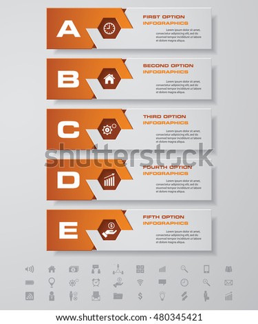 Design clean number banners template/graphic or website layout. with set of business icons. 