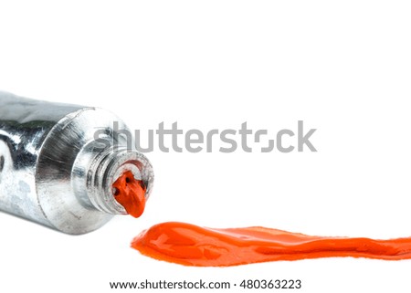 Tube of watercolor isolated on white background