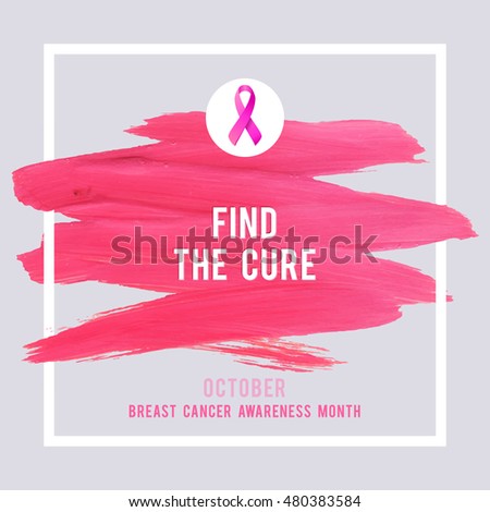 Breast Cancer Awareness Creative Pink Poster. Brush Stroke and Silk Ribbon Symbol. World October Breast Cancer Awareness Month Banner. Pink stroke and text. Medical Design 