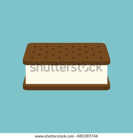 3d Ice cream sandwich icon vector, flat design