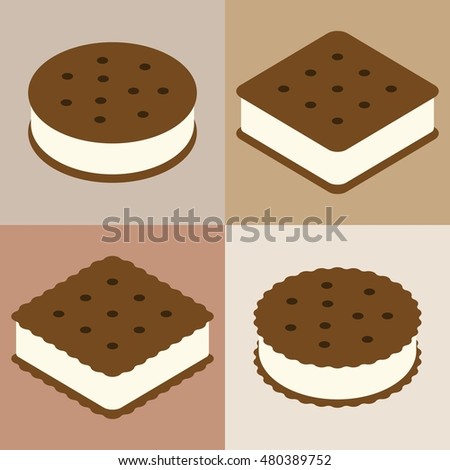 Set of ice cream sandwich cookie collection