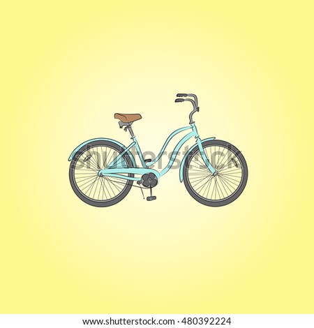 illustration of a mint bike on yellow background