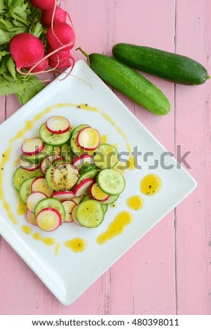 Cucumber radish salad with honey mustard dressing
