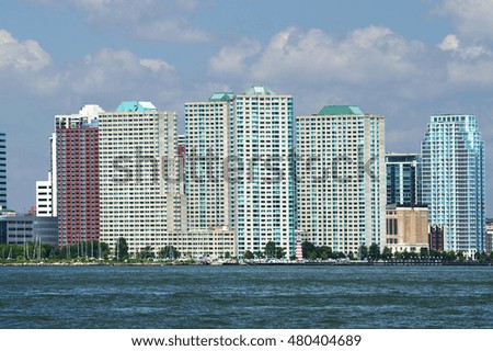 View of New York, USA. Residential buildings, skyscrapers                   
