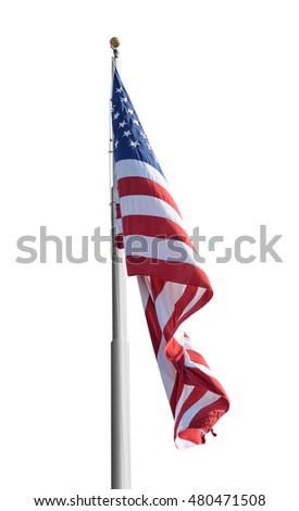 American flag isolated on white background