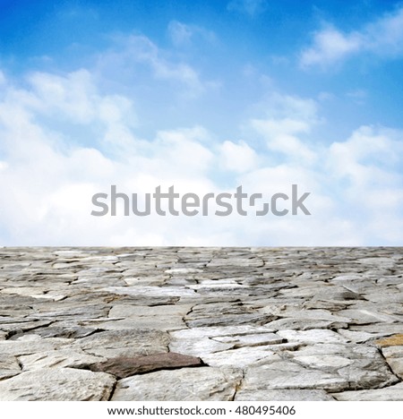cobbled streets on a background sky