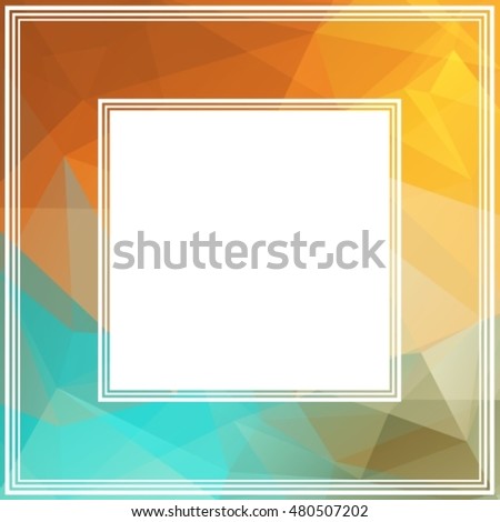Polygonal abstract border with blue and yellow triangles.