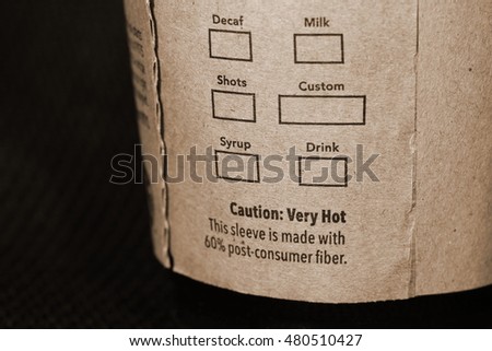The coffee cup brown color paper label represent the coffee and cold beverage business concept related idea.