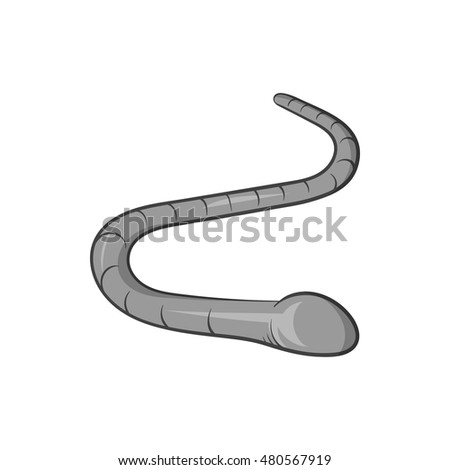 Worm icon in black monochrome style isolated on white background. Bait symbol vector illustration