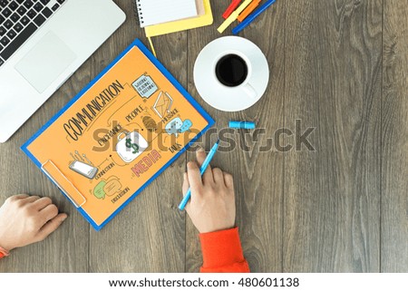 BUSINESS WORKING OFFICE AND COMMUNICATION CONCEPT