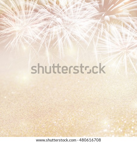 Abstract Fireworks New Year and copy space. Background holiday. Royalty-Free Stock Photo #480616708