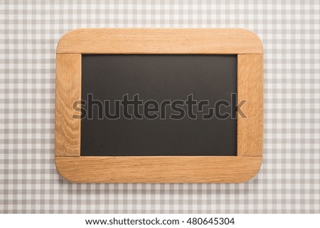 Blackboard for menu on cotton tablecloth 