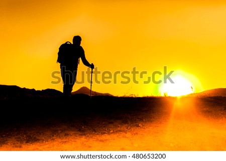 sunset trekking shooting silhoutte