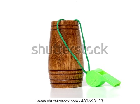 picture of a green referee whistle, sport theme