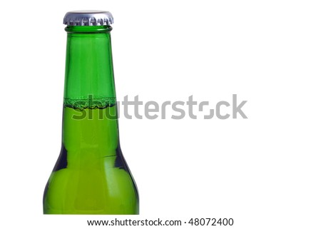 Green beer bottle isolated on a white background with clipping path