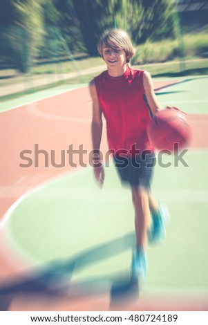 basketball player - blurred vintage style photo