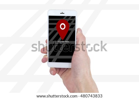 Hand with smart phone in the use of GPS navigation