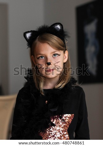 Halloween cat-girl with makeup
