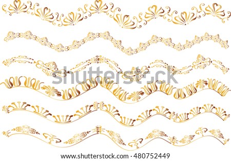 Calligraphic decorative elements with lines