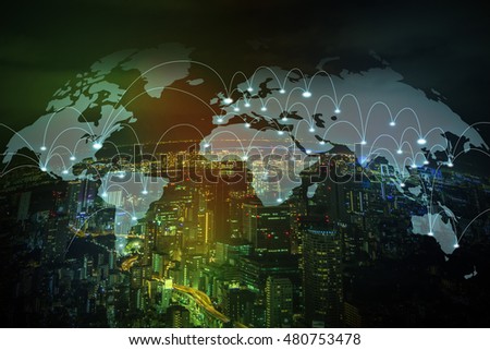 modern city and worldwide network, abstract image visual