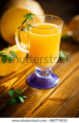 Fresh pumpkin juice in a glass