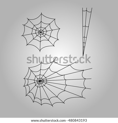 Set of halloween spider webs, Vector illustration