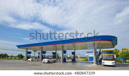 Gas station with clear sky