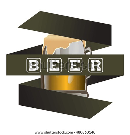 Isolated beer glass with a ribbon, Vector illustration