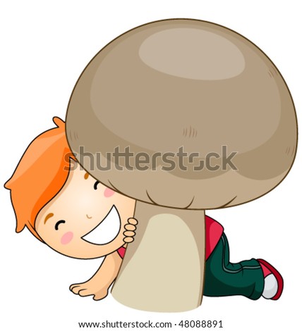 Boy and Mushroom - Vector