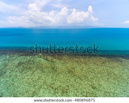 Aerial view of the beach with shallows HaadRin, Koh Phangan, Thailand