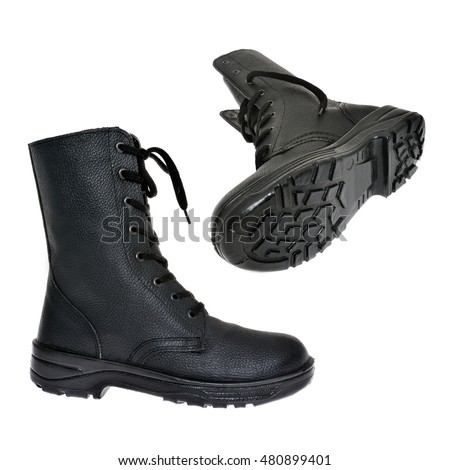 Army boots. Isolated on white background