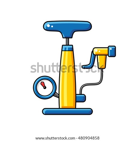 Yellow blue air pump isolated.