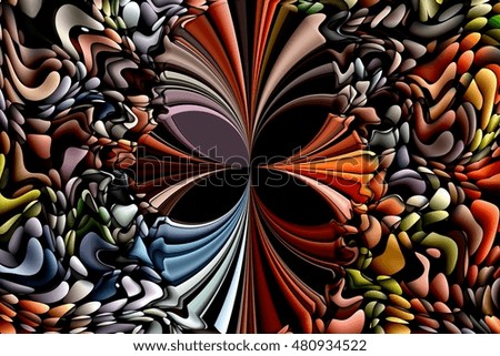 beautiful abstraction in color with fractals and various figures, text, design, textiles, children's fairy tales, book cover, for printing on fabric or paper