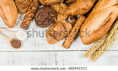 bakery on wood white background